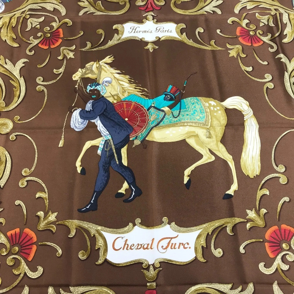 HERMES Brown Silk Scarf - Picture 2 of 11